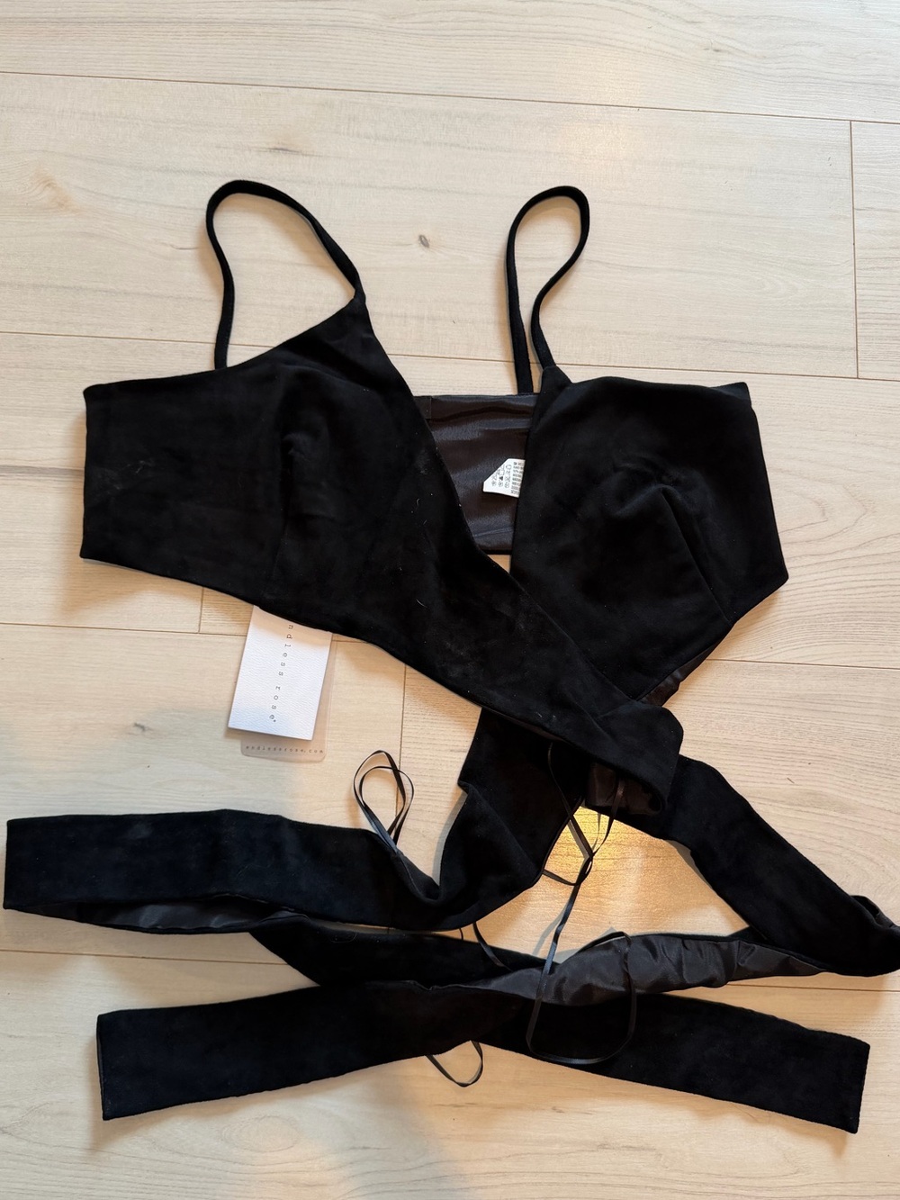 Endless Rose Black Wrap Suede-Look Tank Top